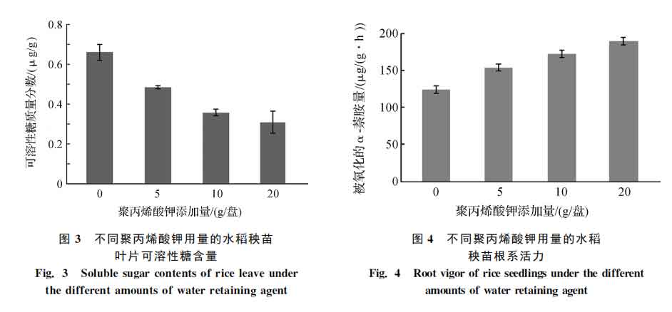 Soluble sugar content of rice leaves with different potassium polyacrylate dosages